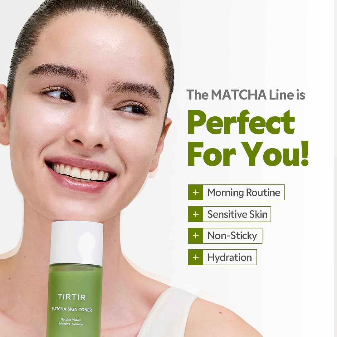 TIRTIR Matcha PDRN Skin Toner 5.07 Fl Oz | Hydrating Korean Daily Anti-Redness Skin Care Soothing Facial Toner for Sensitive Skin