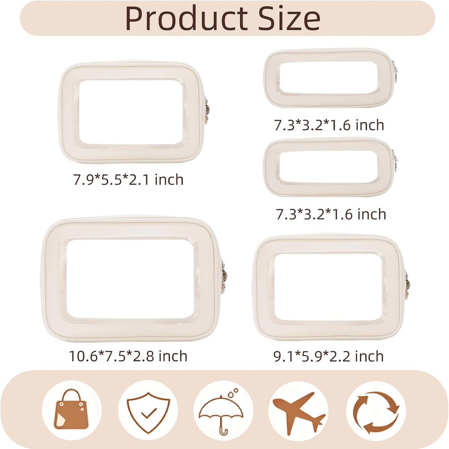 Clear Diaper Bag Organizer Pouch Set - 5PCS Waterproof Zipper Bags | TSA Approved Travel Essentials for Women & Kids