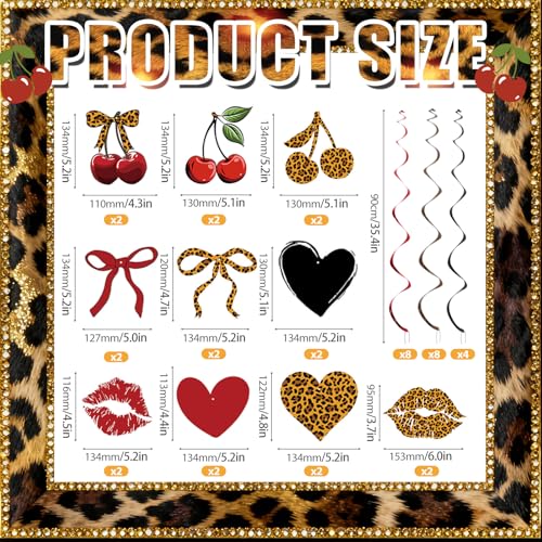 Cheetah Cherry Birthday Party Decorations - 20PCS Leopard Swirls