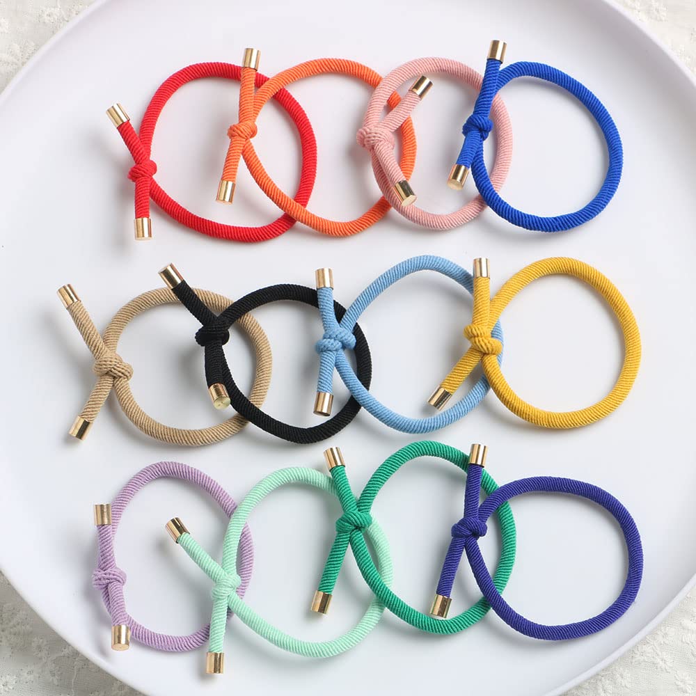Elastic Hair Ties - Stretchy Rubber Bands for Women | Pack of 12 Black Ponytail Holders