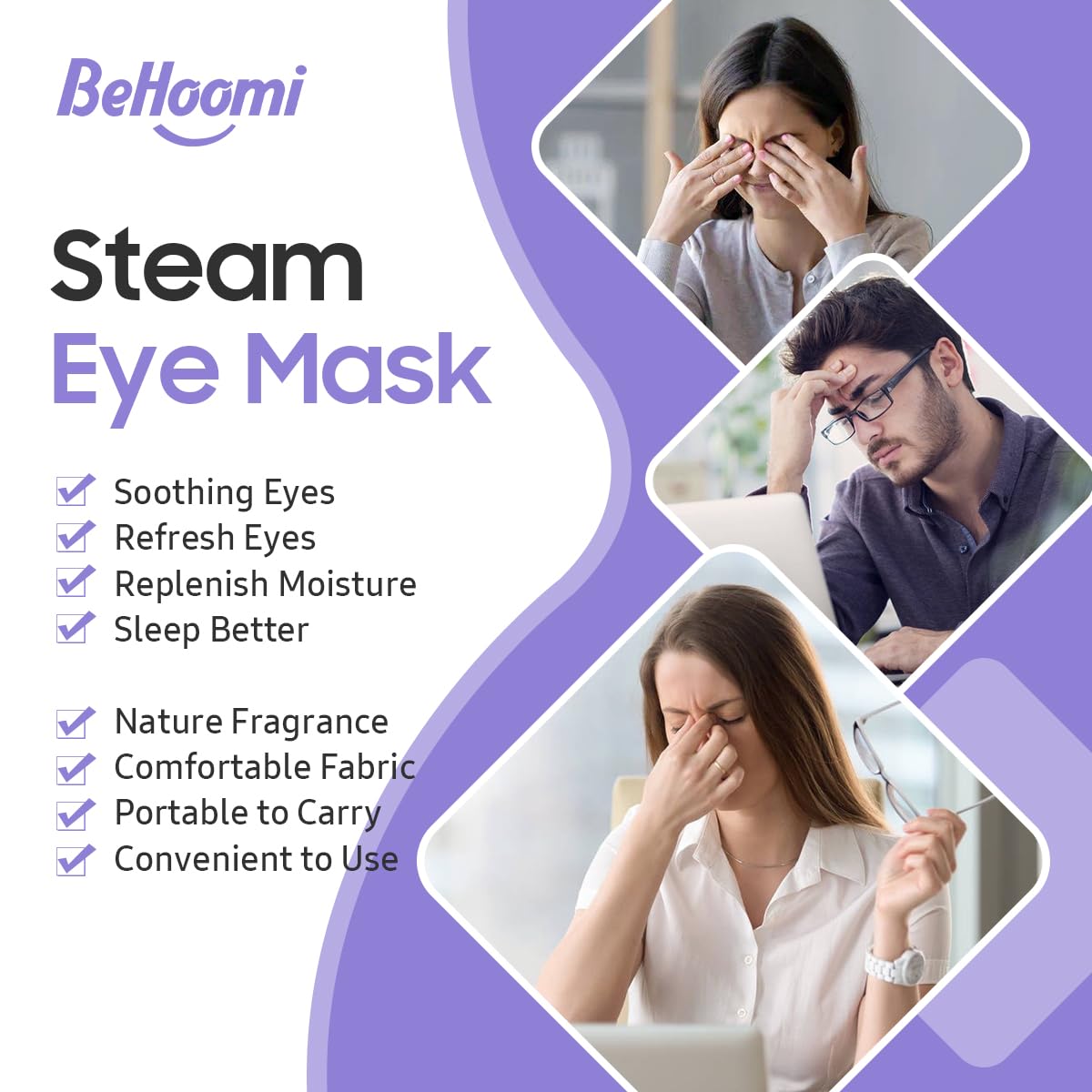 Steam Eye Mask - 10-Pack Self-Heating Disposable Spa Warm Compress | Relaxation Gifts for Women - Lavender Scent