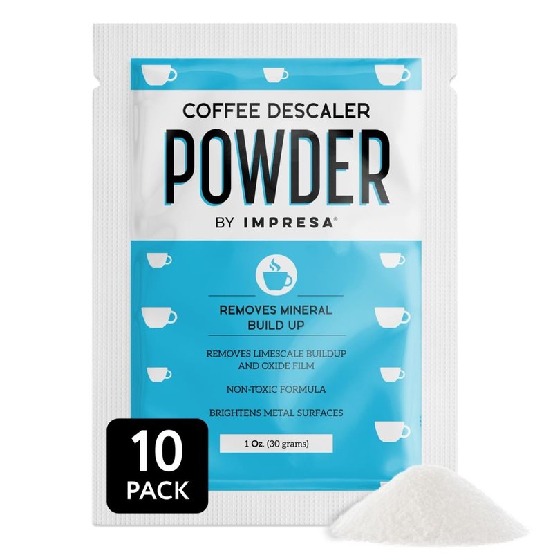 Impresa Descaling Powder & Coffee Machine Cleaning Powder for Breville, for Keurig, for Nespresso, for Delonghi, for Ninja & More - Espresso Machine Descaler - Pot & Coffee Maker Cleaner [10 Uses]