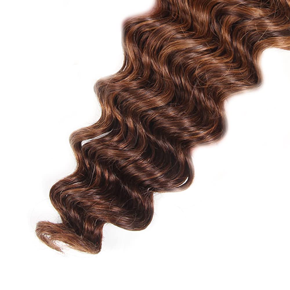 Dark Brown Deep Wave Bundles P430 Highlight Bundles Human Hair 22 24 26 Inch Mixed Length Brazilian Virgin Honey Blonde Bundle Hair Extensions