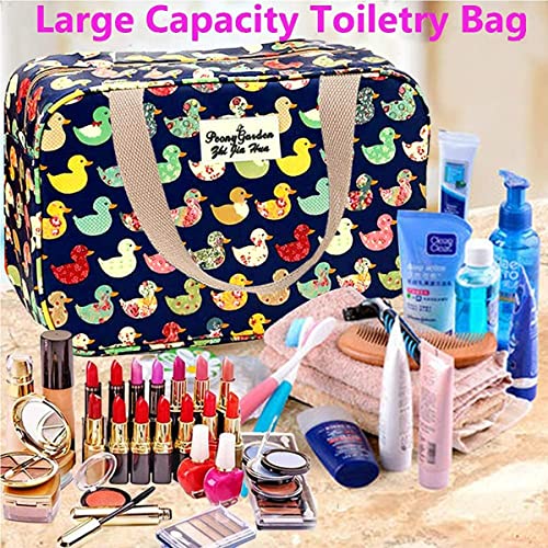 Large Canvas Travel Makeup Bag - Navy Duck Toiletry Organizer Clutch