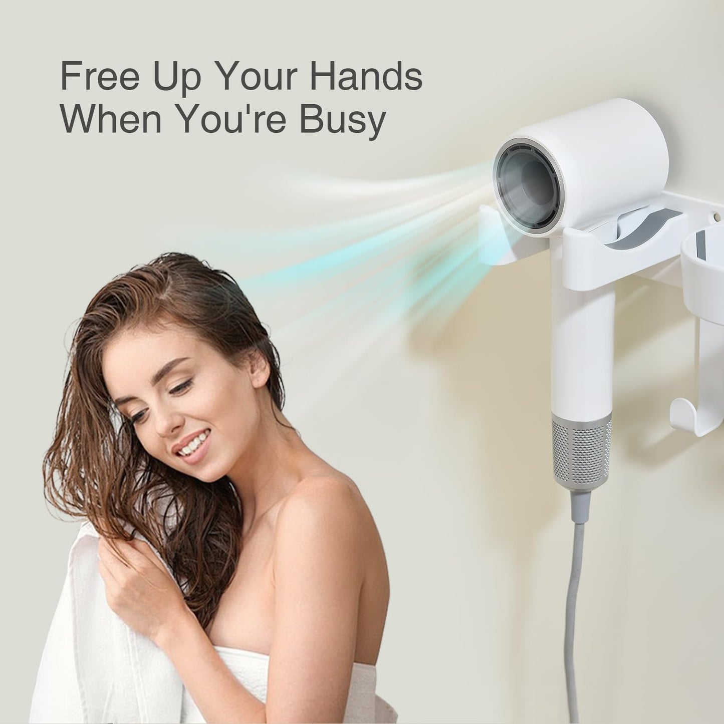 HAVICATO 3-in-1 Hair Tool Organzier, Hair Hot Tools Wall Holder, Hair Dryer Curling Iron Holder with Cord Keeper, Hair Dryer Holder for Vanity Bathroom Powder Room