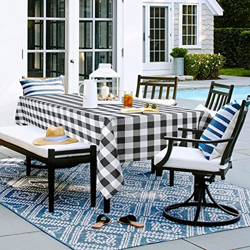 Waterproof Black and White Checkered Tablecloth 30x60 Inch