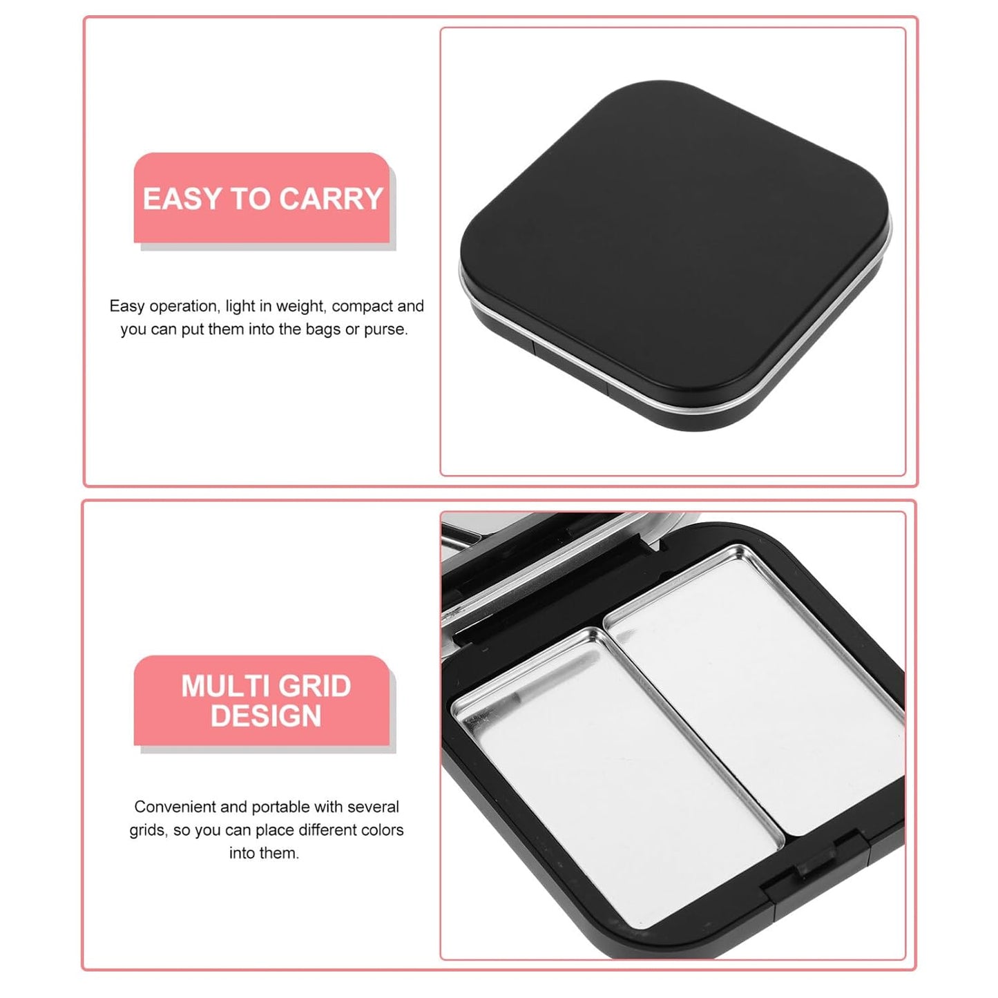 Magnetic Empty Eyeshadow Palettes - 2 Pcs Refillable DIY Makeup Storage Case | Portable with Mirror
