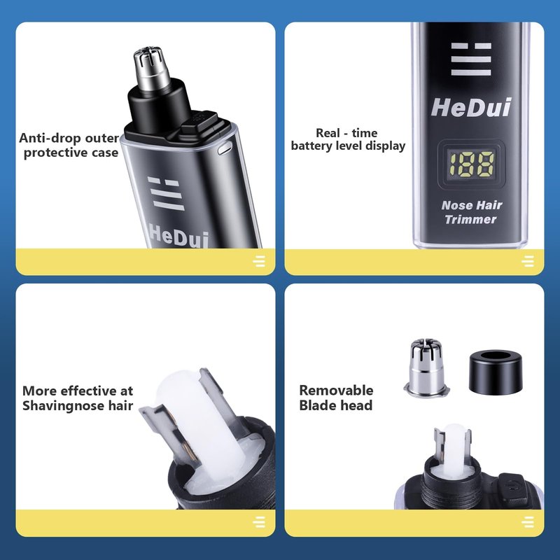 10 Pack Nose Hair Trimmer for Men and Women USB Rechargeable with Digital Display Nose and Ear Trimmer for Men Dual Edge Rotating Blades Easy Clean Detachable Head Compact and Travel Friendly