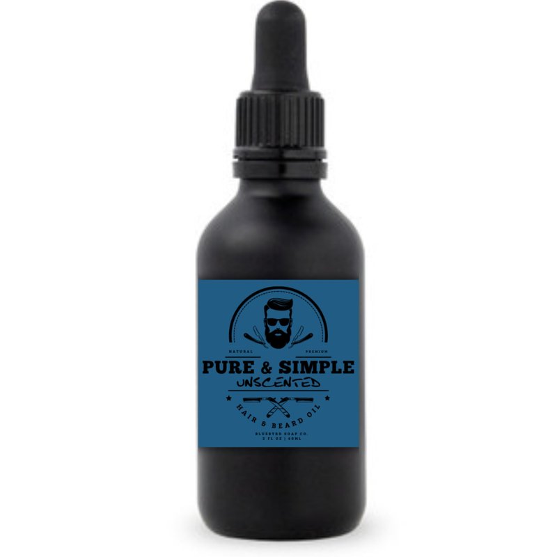 Bluebyrd Pure & Simple Unscented Beard Oil - For Sensitive Skin -100% Natural Conditioner and Softener For Men - Hydrates and Moisturizes for Beard Growth - Treats Dry Itchy Beards - 2oz(Unscented)