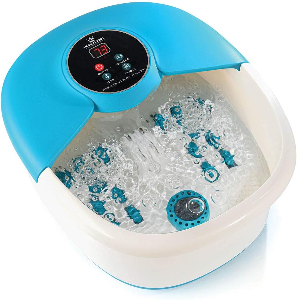 Medical King Foot Spa - Heated Massage with Jets & Remote Control | Collapsible Design with Pumice Stone