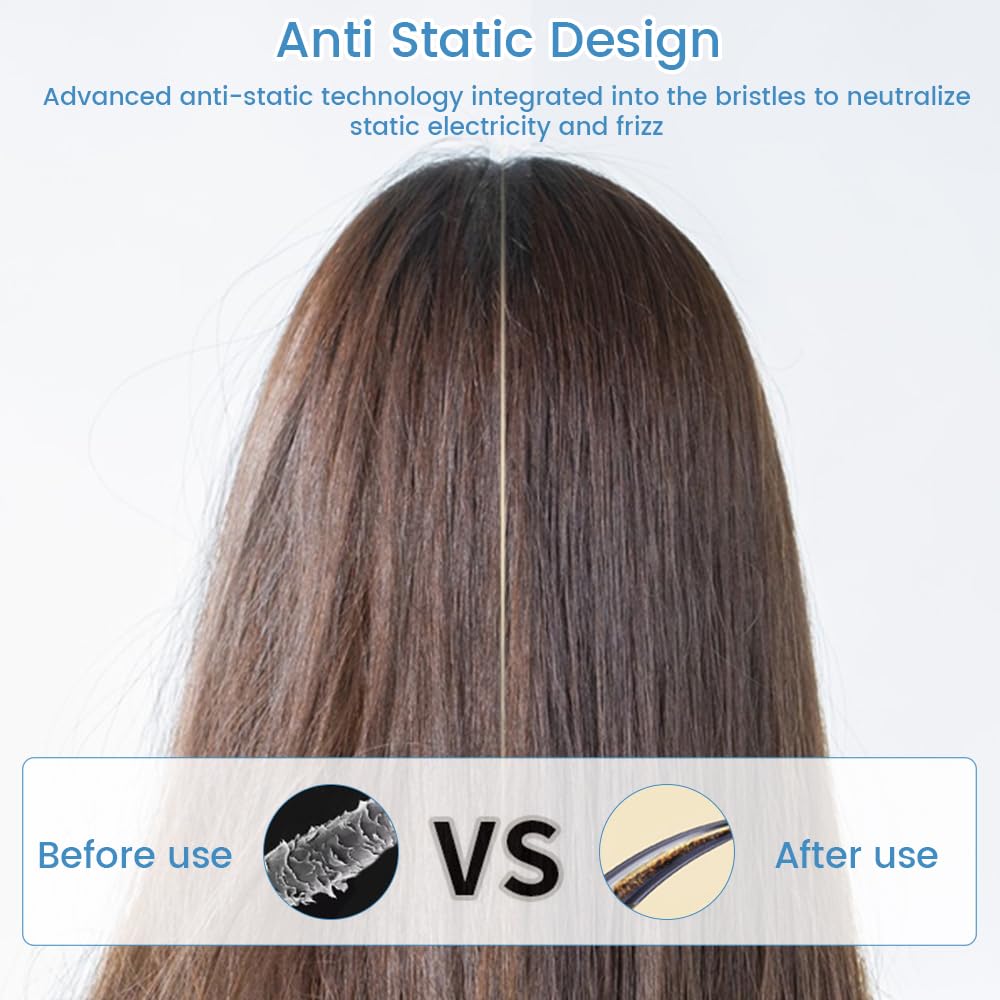 Self Cleaning Hair Brush, Retractable Hair Brush with Easy Clean Retractable Bristles and One-Pull Anti-Static Design, Massage Comb for Long Hair for Daily Styling and Scalp Relaxation