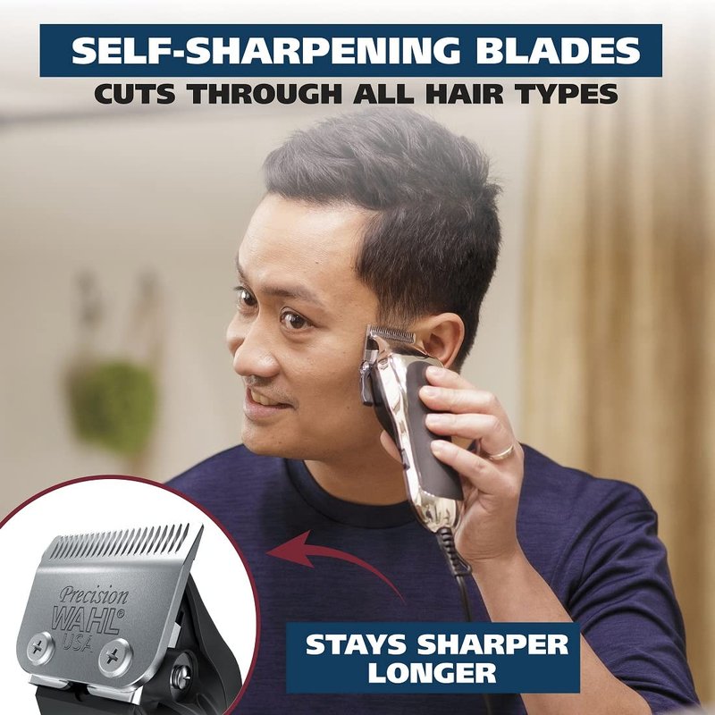 Wahl USA Hair Clipping Kit - Chrome Pro Corded Clipper for Men | Powerful Grooming & Beard Trimming - Model 3024635