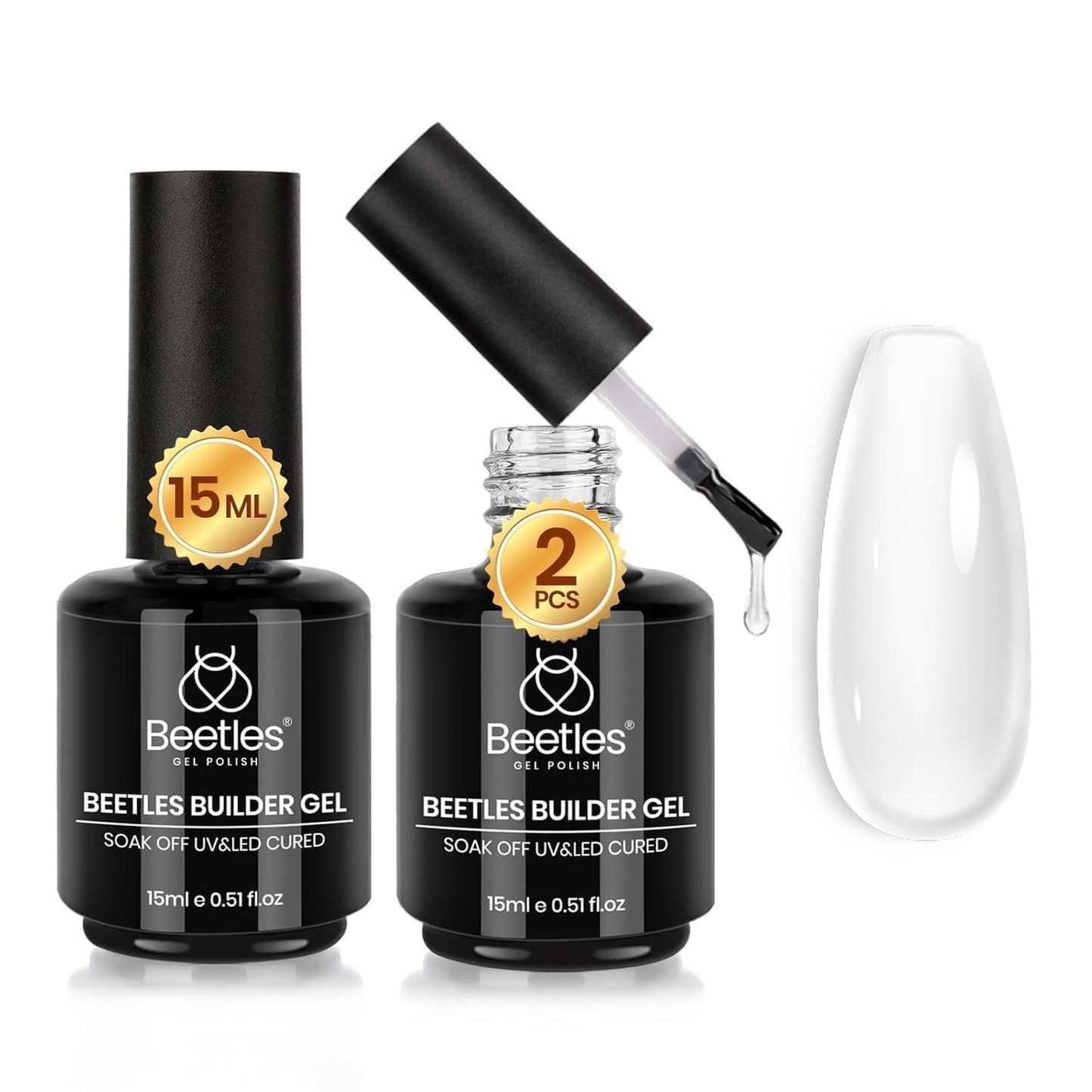 Beetles Builder Gel - Clear Nail Strengthening Gel Set | 3 Pcs for DIY Salon Use, UV & LED Compatible