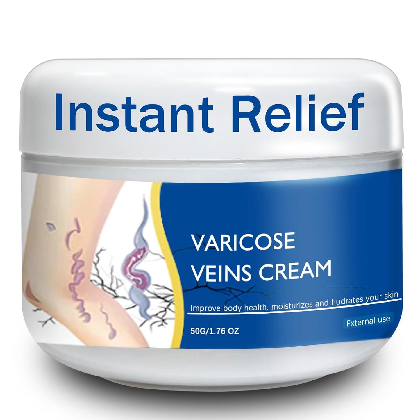 Varicose Veins Cream - Natural Treatment for Spider Veins & Heavy Legs | Refreshing Non-Sticky Formula, 1 Pack
