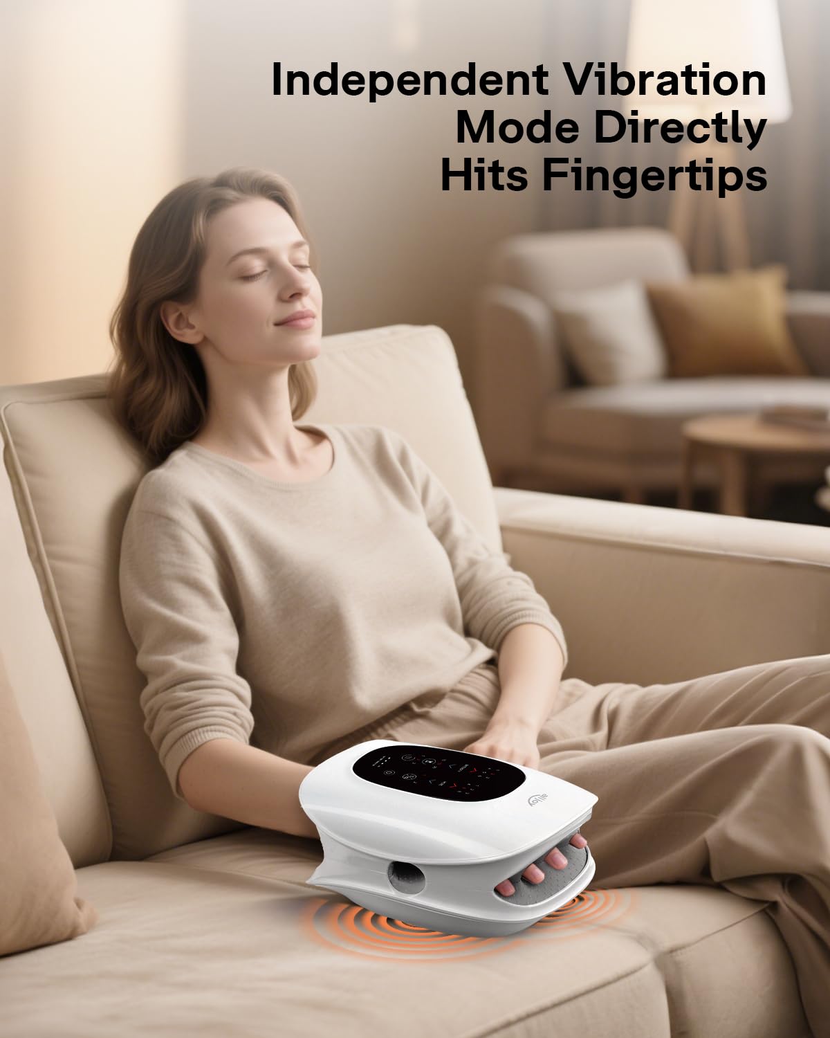 ALLJOY Hand Massager with Heat and Compression, Knuckle Stretching and Hand Massage, 6 Modes 6 Intensities 3 Heat for Arthritis and Carpal Tunnel Relief, Birthday Gifts for Women and Men(White)