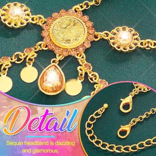 Aukmla Gold Sequin Head Chain Jewelry for Women - Costume Headband