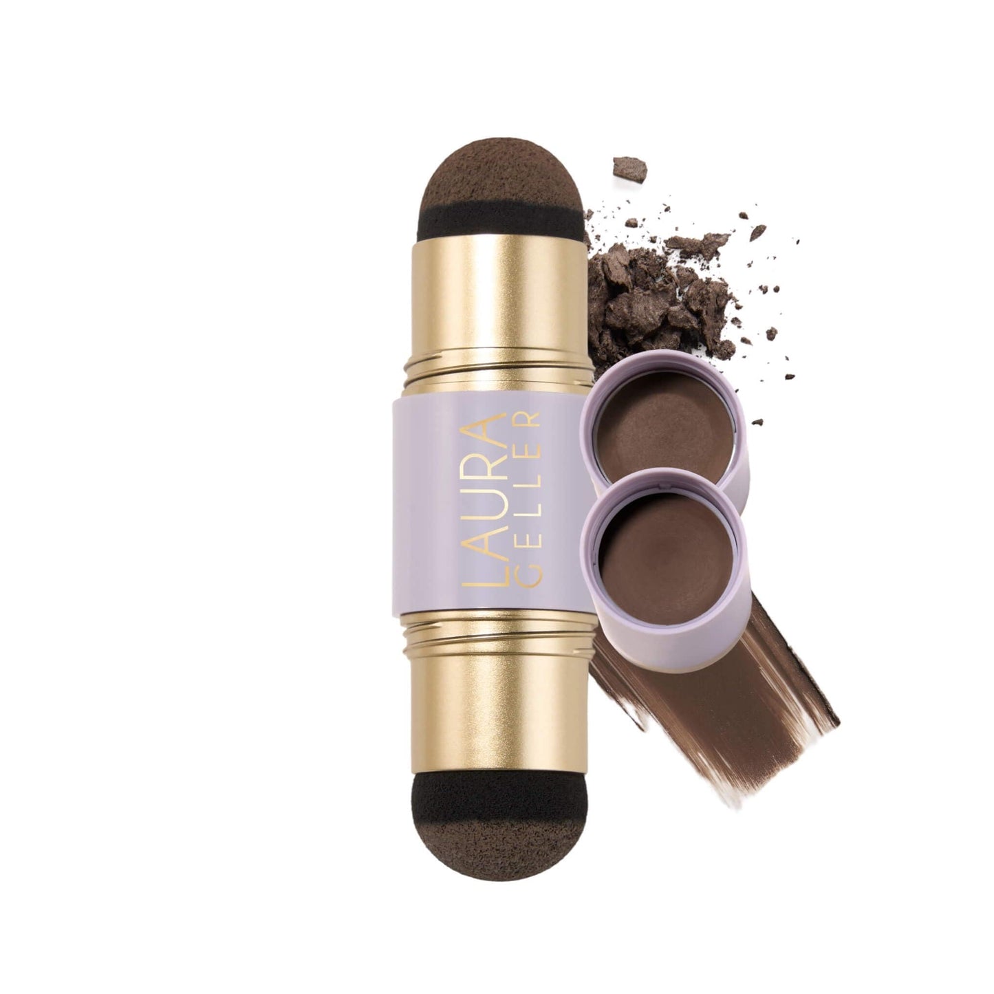 LAURA GELLER NEW YORK Root Touch-Up for Hair & Brows, Instant 100% Gray Root Coverage with Buildable, Transfer-Resistant, 2-in-1 Cream & Powder Formula for Thinning Hair & Sparse Brows - Medium Brown