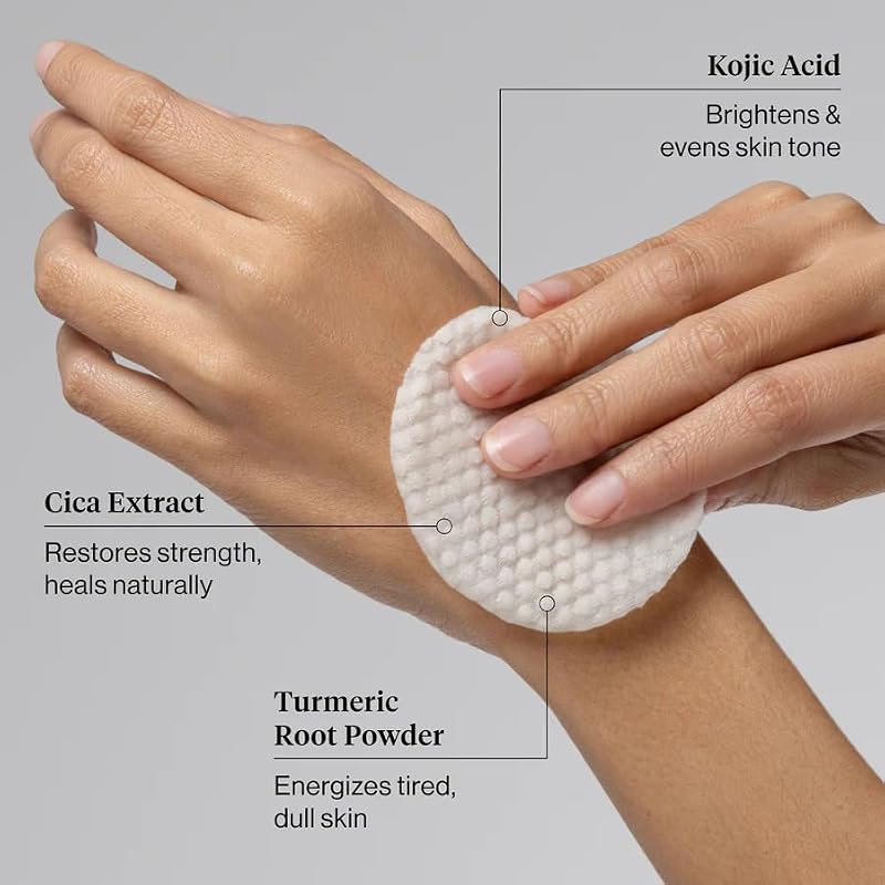 Kitsch Kojic Acid & Turmeric Cotton Pads for Face & Body - 50 Count