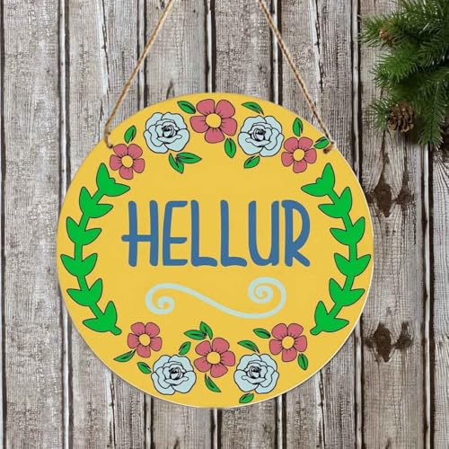 12-Inch Hellur Wooden Door Hanger with Colorful Floral Design