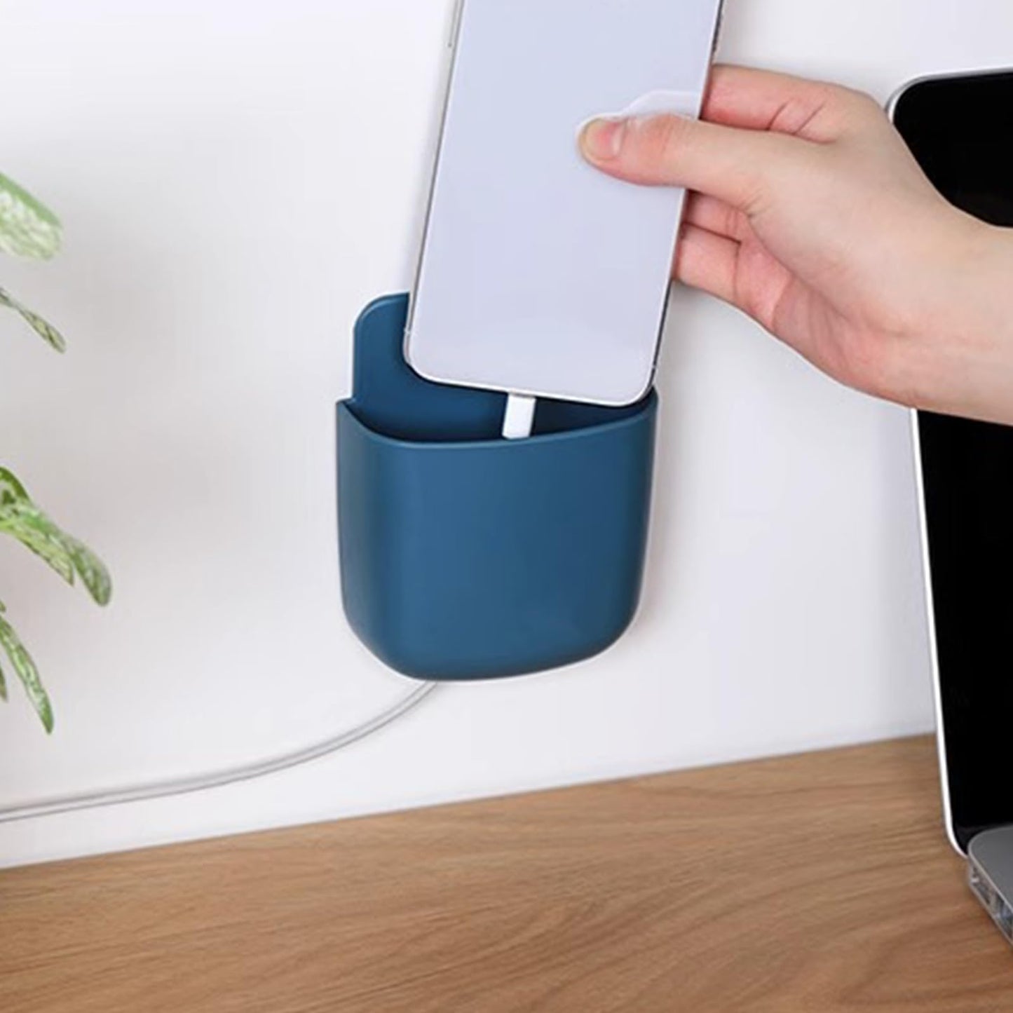 1Pcs Wall-Mounted Storage Box Space-Saving Wall Organizer for Phone Remote Small Items Creative Hanging Storage Easy Install No Electricity Needed(Blue)