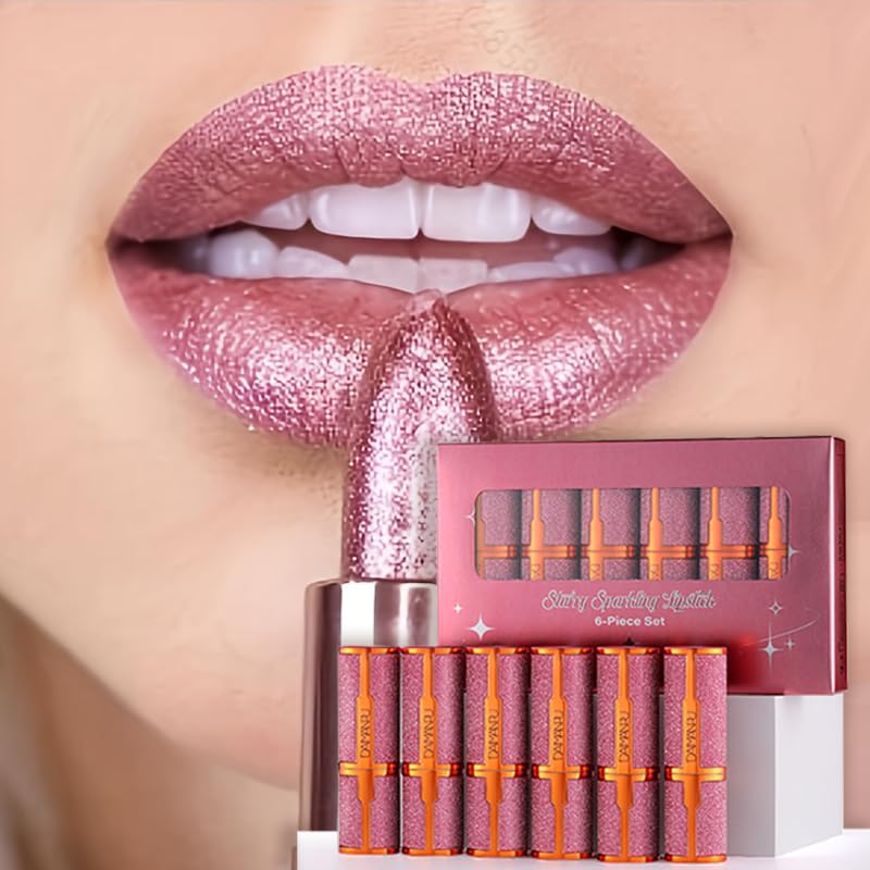 LIONDANCE Metallic Glitter Lipstick - Pink Harmony Shimmer Lip Color