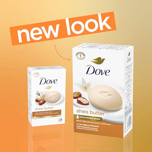 Dove Beauty Bar Soap Shea Butter, 8 Bars for Nourished, Radiant Skin, Enriches Skin 3.75 oz