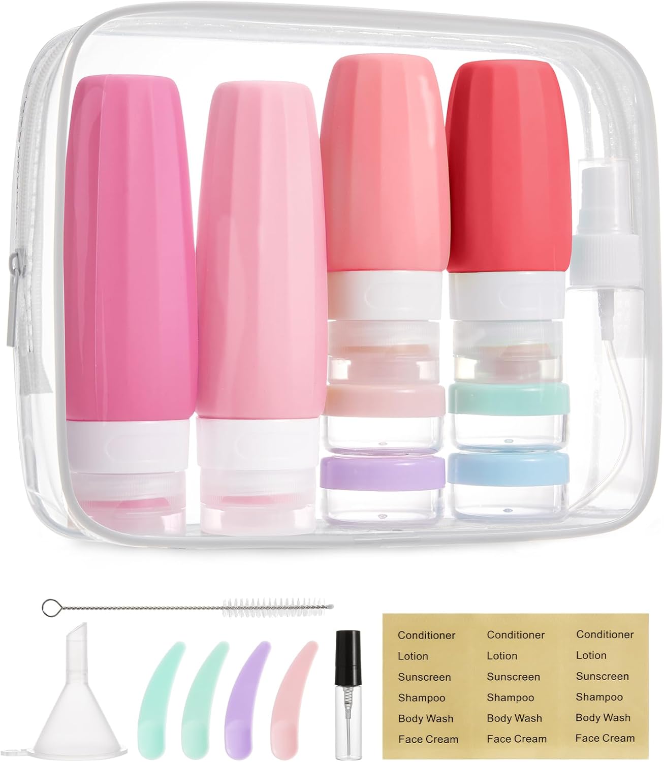 BAGSMART TSA Approved Toiletry Bag - 2 Pack Clear Makeup Organizer | Quart Size Travel Essentials, Black