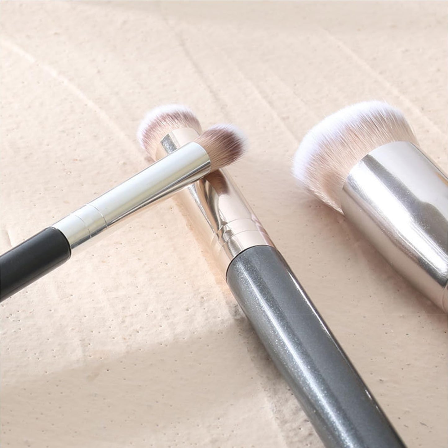 Makeup Brushes Set - 3 Pcs Foundation, Concealer & Eyeshadow Brushes | Angled Tools for Liquid, Cream & Powder Application
