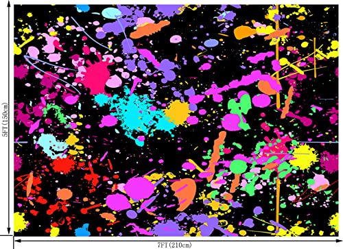7x5FT Glow in The Dark Birthday Backdrop - Colorful Graffiti Design