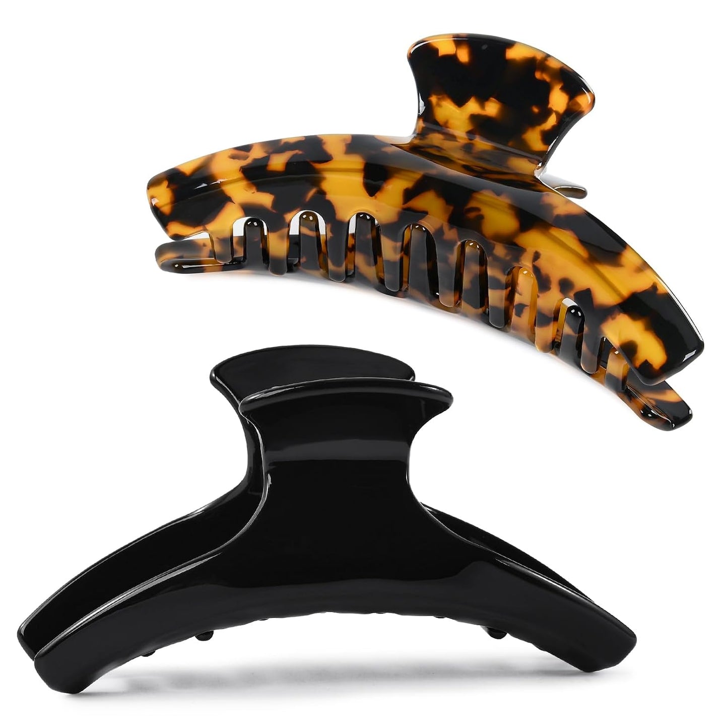 Hair Claw Banana Clips - Tortoise & Leopard Print Celluloid Barrettes | Large Fashion Accessories for Women