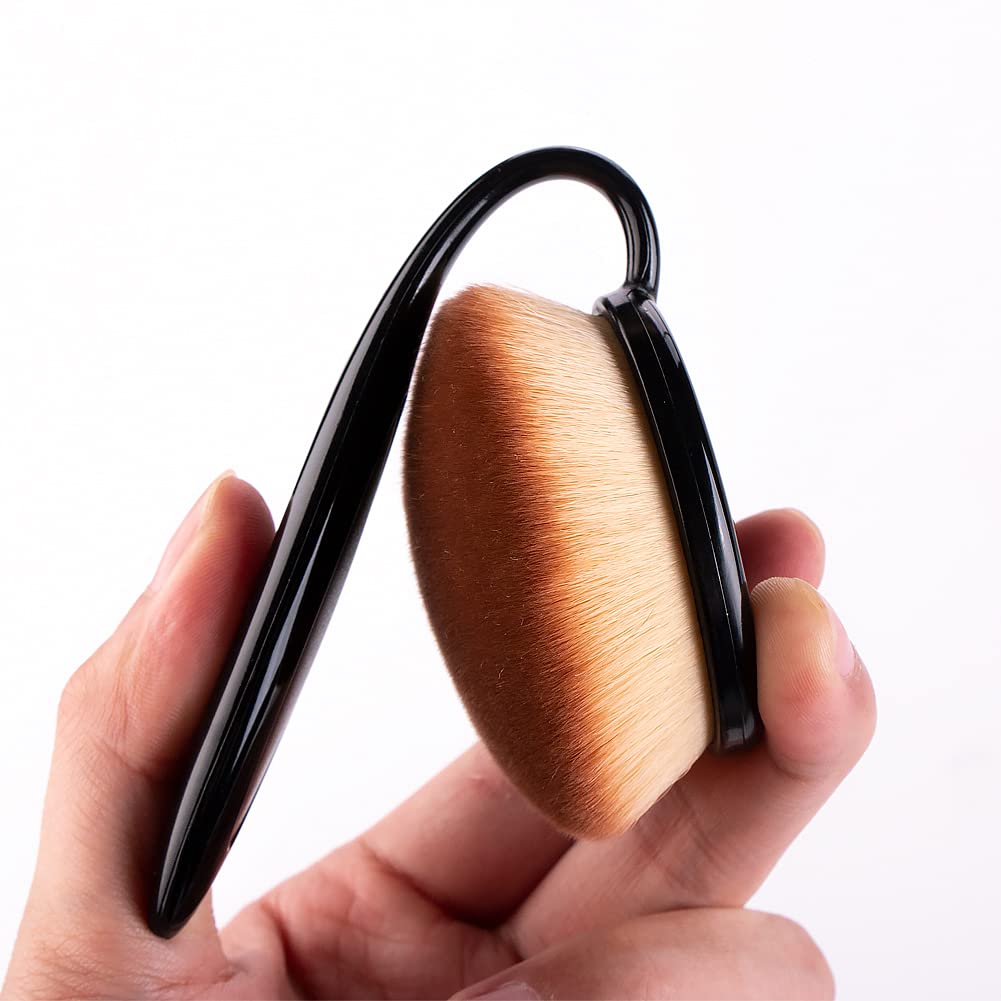 Oval Foundation Brush - Large Toothbrush Design for Flawless Liquid & Cream Application | All Black