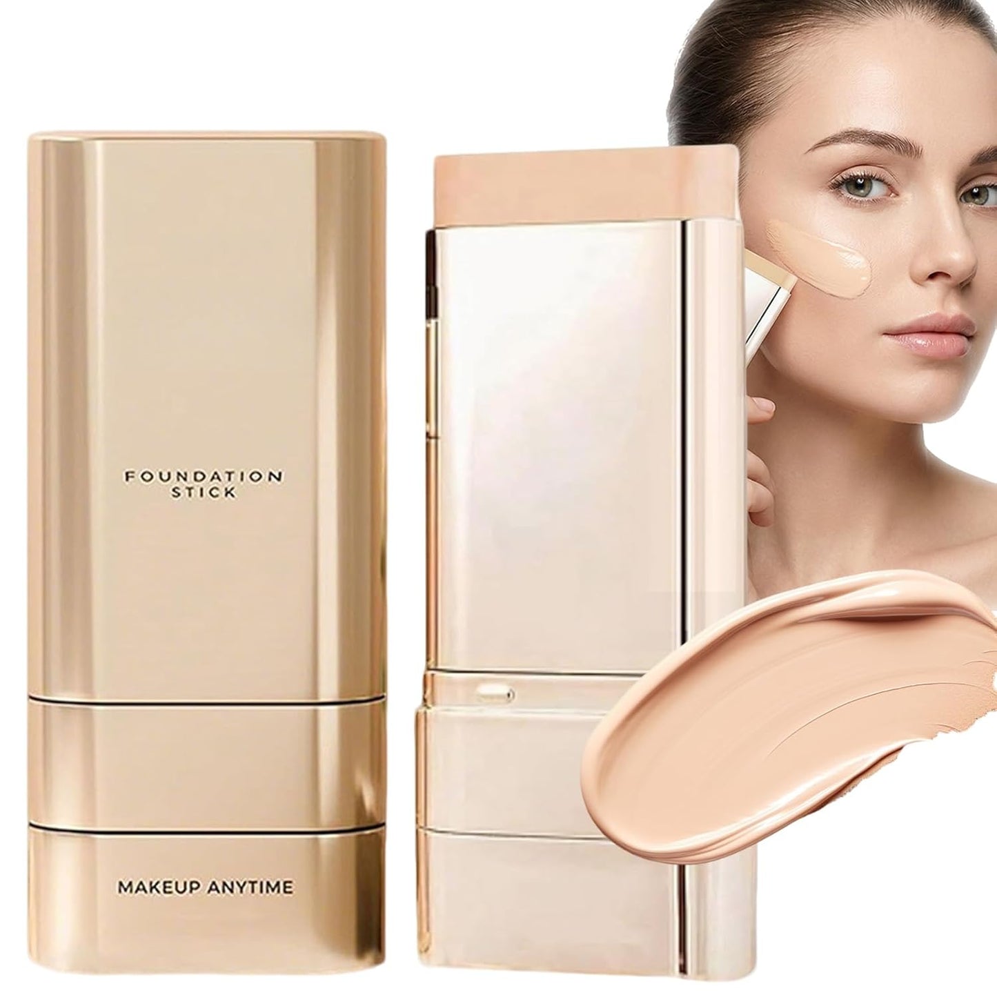 Korea Foundation Stick - Dual-Ended Concealer & Foundation with Brush | Lightweight, Natural Finish, Long-Lasting Coverage for All Skin Types