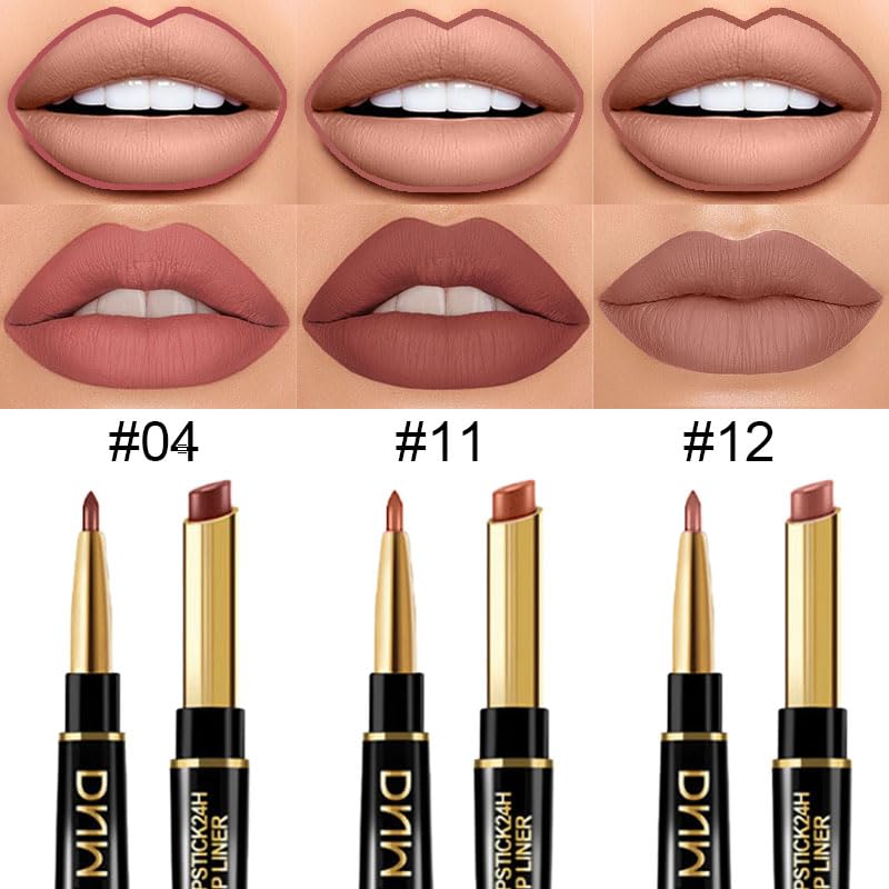 Chestnut Nude Brown Matte Lip Liner & Lipstick Set - Long Lasting, Waterproof, Smudge Proof | Antique Rose