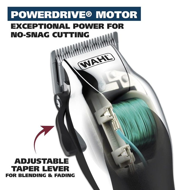 Wahl USA Hair Clipping Kit - Chrome Pro Corded Clipper for Men | Powerful Grooming & Beard Trimming - Model 3024635