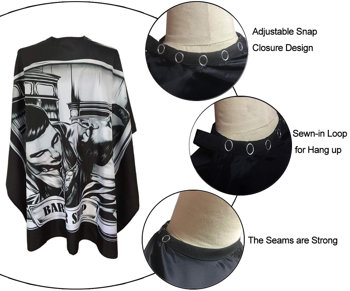 Barber Cape for Men, PELOCAPA Hair Cutting Cape with Metal Snap Closure, Professional Salon Cape, Large Waterproof Hairdressing Cape for Hairstylist - 63"× 56"(Comic Style)