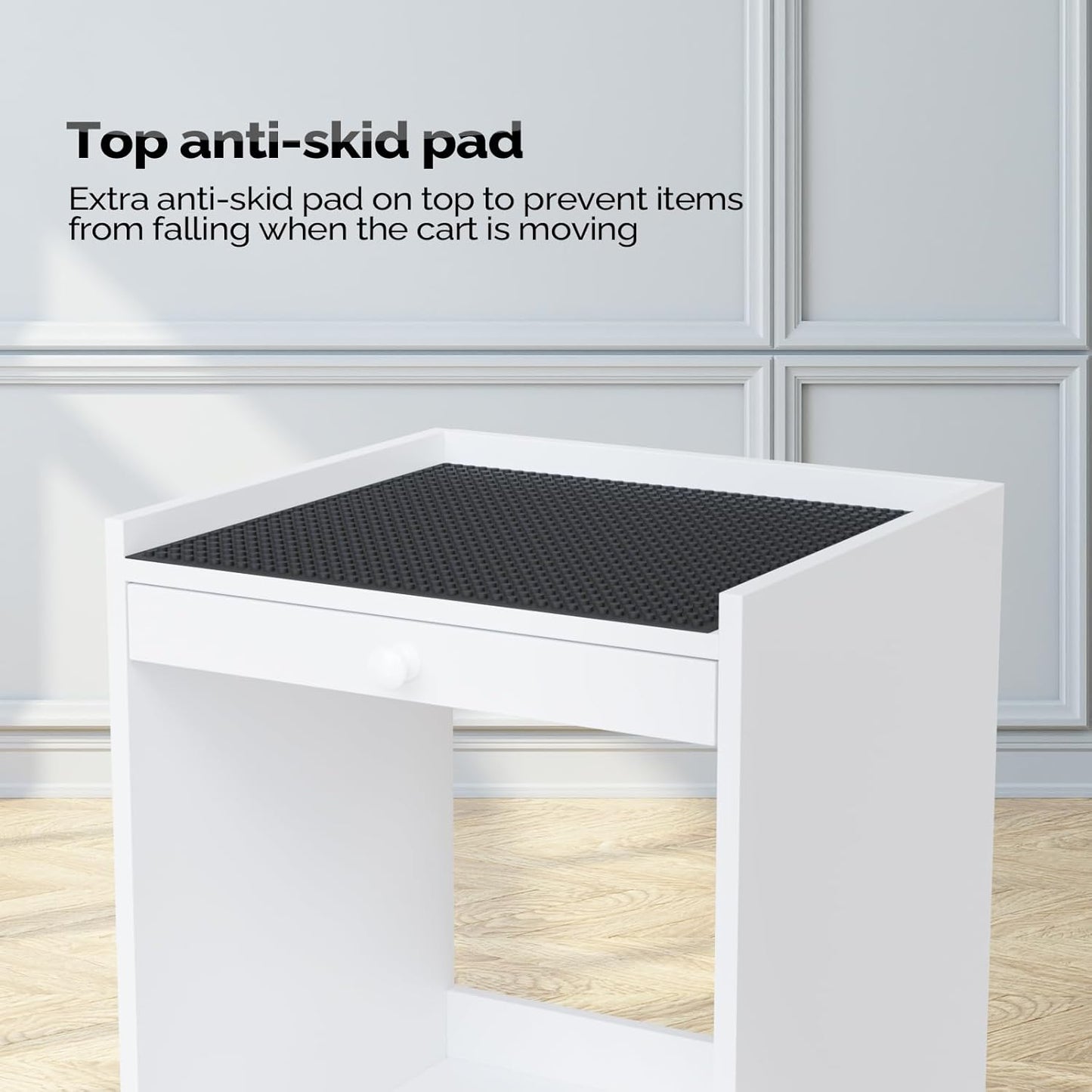 Salon Trolley Cart with Wheels - Mobile Beauty Organizer with Non-Slip Drawers | White