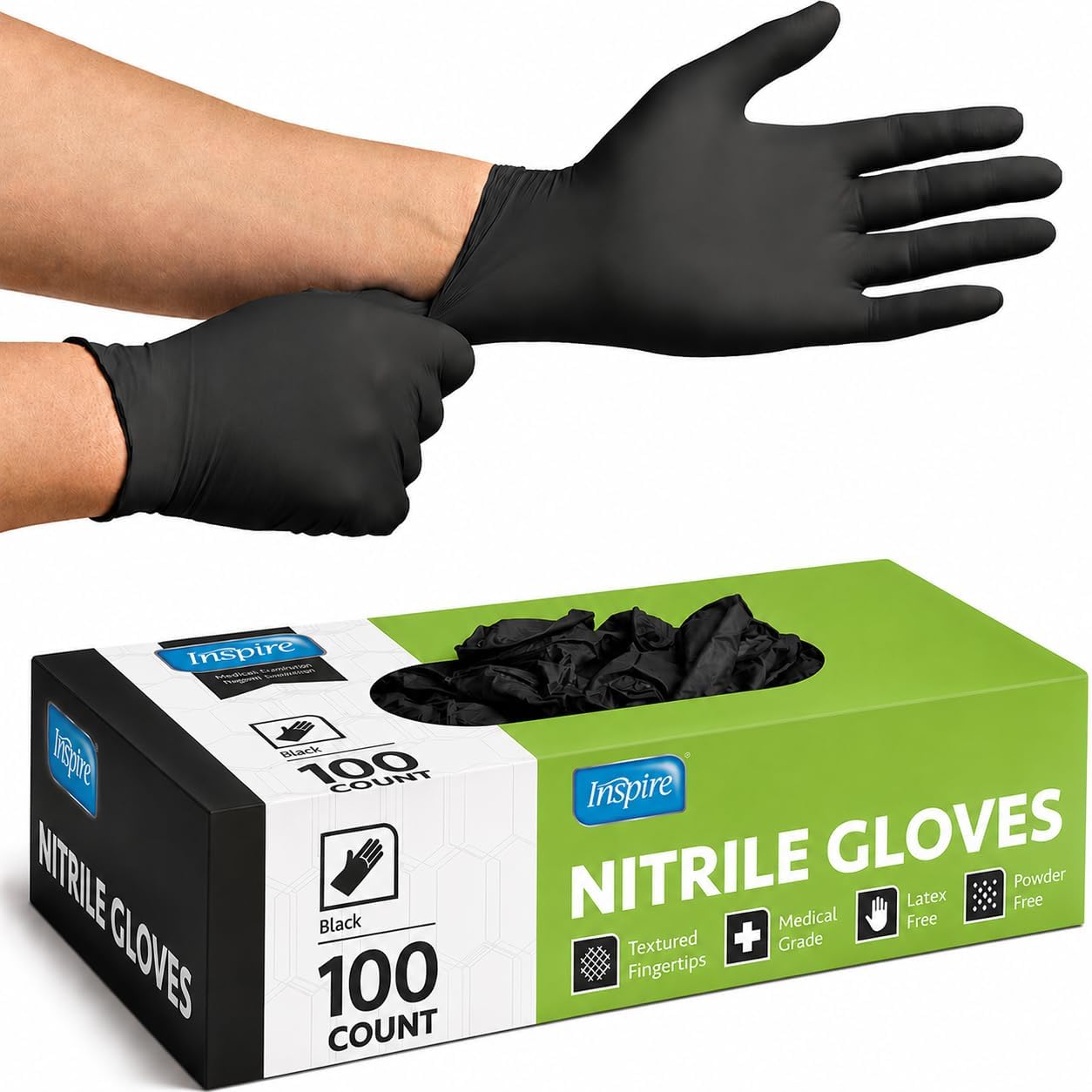 Black Nitrile Disposable Gloves - 4.5 Mil Safety Medical & Cleaning | Durable & Comfortable
