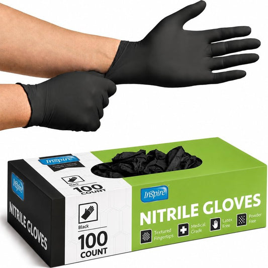 Black Nitrile Disposable Gloves - 4.5 Mil Safety Medical & Cleaning | Durable & Comfortable