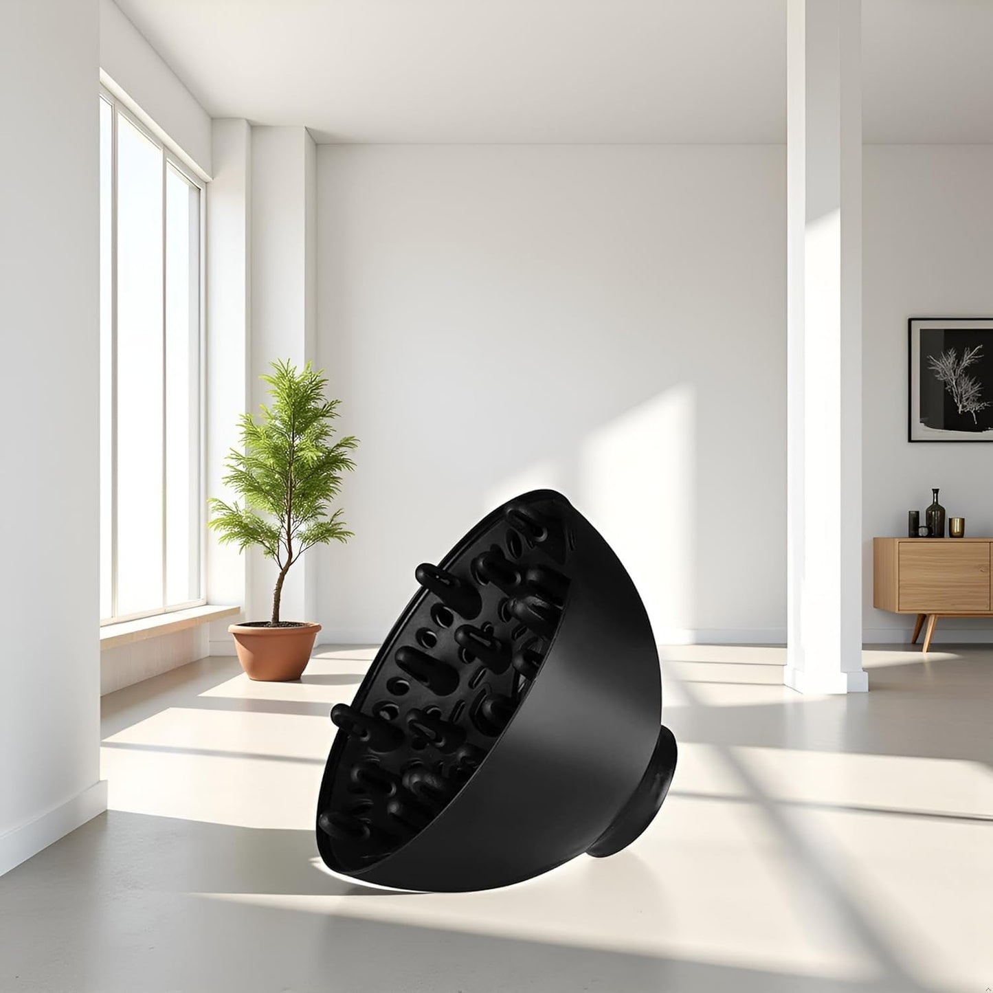 Universal Hair Dryer Diffuser for Curly Hair - Adaptable Attachment for Optimal Styling | Black