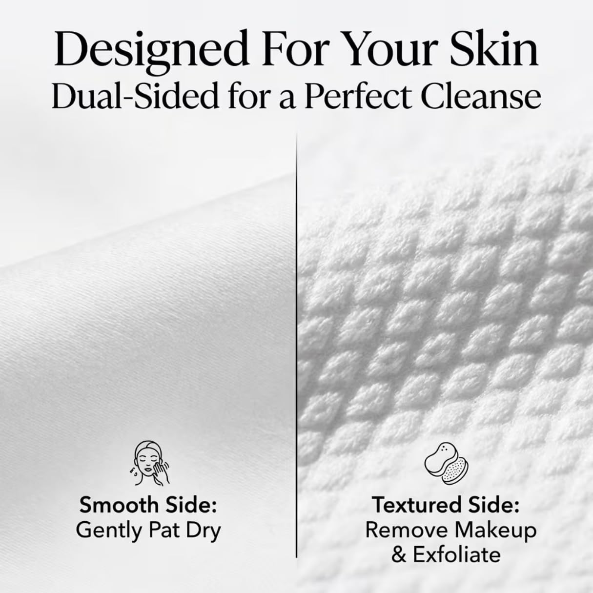 Disposable Face Towels for Sensitive Skin - XL Lint-Free Viscose Makeup Remover Cloths | 50-Count Biodegradable & Vegan