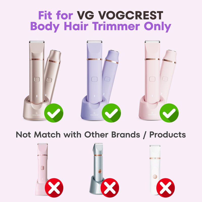 VG VOGCREST Bikini Trimmer Replacement Head: Compact Portable Painless Hair Removal & Precision Shaving Set for Women - Home Travel Bikini Area Use with Rotary Shaver Head(Purple)