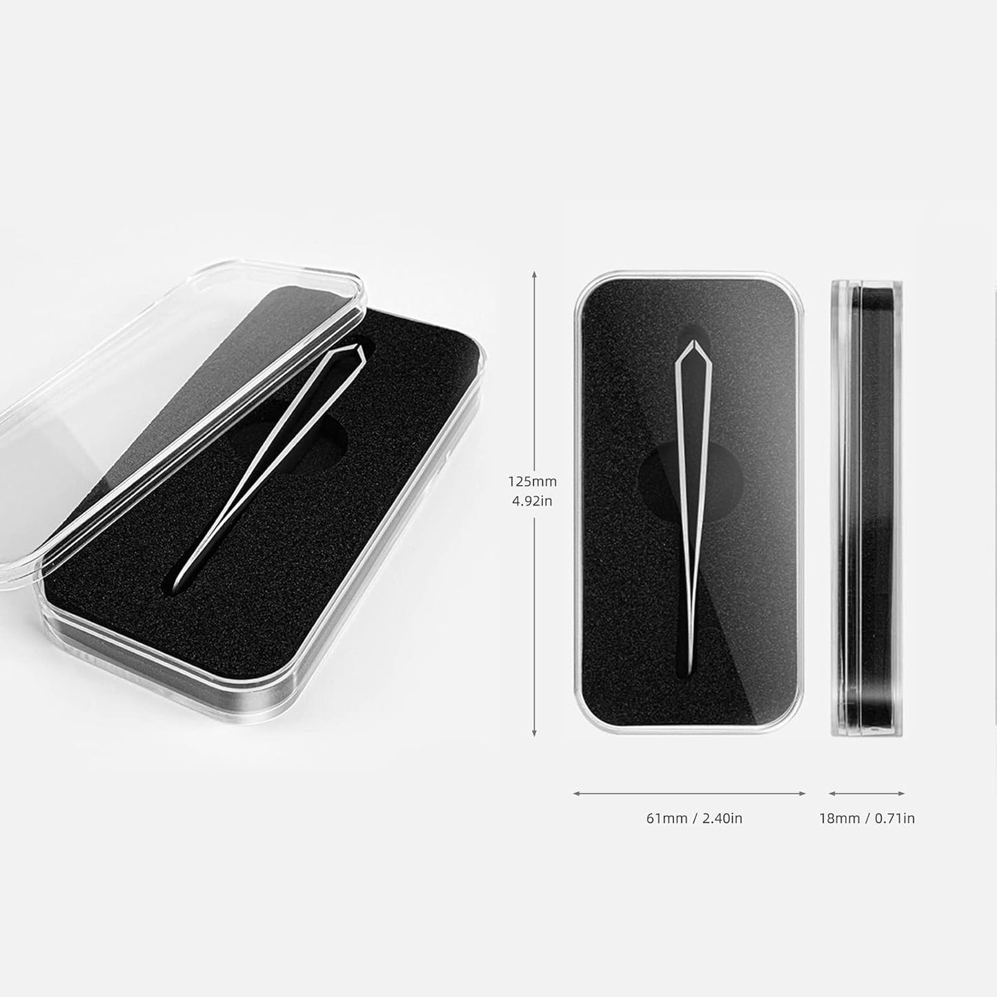 Beard Tweezers - Stainless Steel Precision Tool for Fine Hair Removal | 5mm Tip, Clear Box