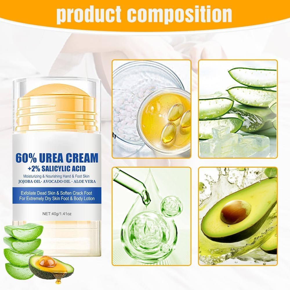 2025 New 60% Urea Hydrating and Anti-Cracking Foot Cream,Moisturising and Relieves Cracking and Dryness Foot Cream, Foot Lotion Heel Stick Repairs and Cracked Feet and Hydrates Dry and Hand. (1)