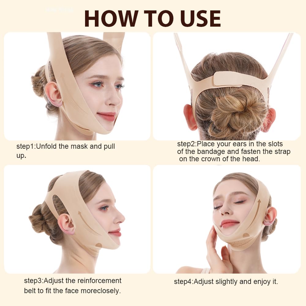 V Line Lifting Mask, Chin Strap for Sleeping, Reusable Double Chin Reducer, Jawline Shaper, Face Slimming, Sagging Prevention, Medium