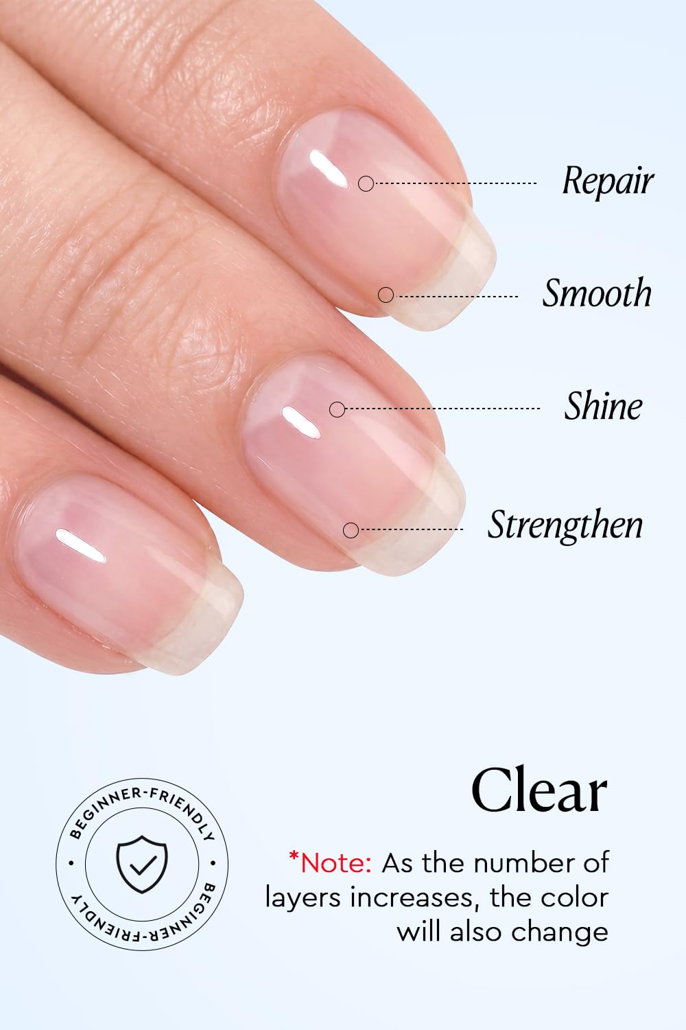AzureBeauty 18ml Nail Strengthener for Weak & Damaged Nails, Clear Transparent Peel Off Nail Repair Treatment, Ridge Filler & Nail Concealer Foundation, Quick Dry Nail Hardener for Brittle Nails