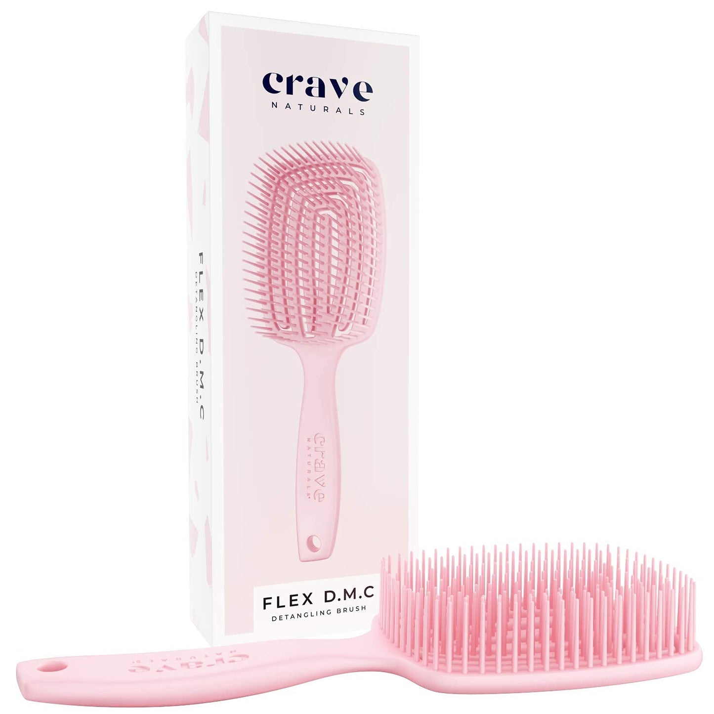 Crave Naturals Detangling Brush for Thick Hair - Flexible Paddle Brush | Comfort Grip, Pink