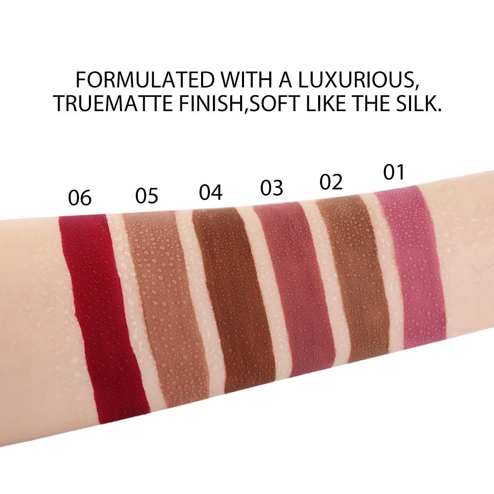 Dark Sexy Red Matte Liquid Lipstick - 24 Hour Silky Velvet Finish for All Skin Tones | Long-Lasting Gloss Set