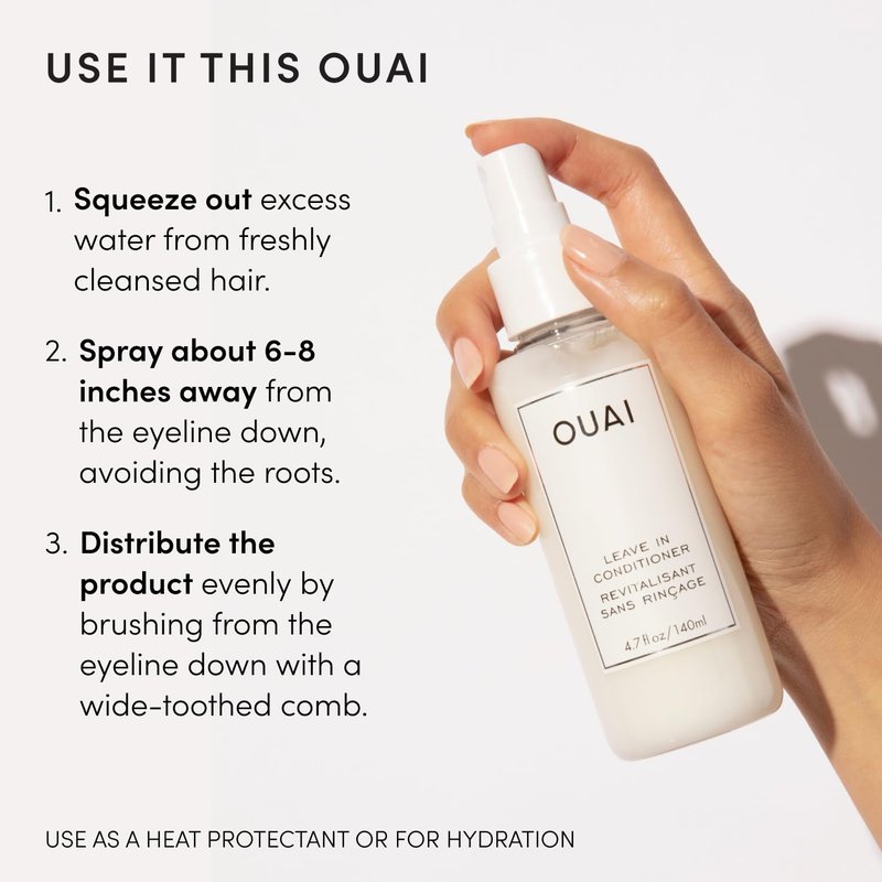 OUAI Leave In Conditioner - Heat Protectant & Detangler for Frizz Control | 1.5 oz