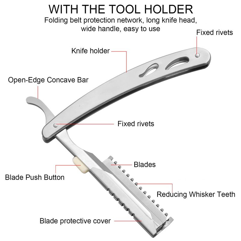 Precision Razor Blades - Single Edge for Men Eyebrow Shaping, Straight Razor and Razor for Women (100 pieces + 1 tool holders)