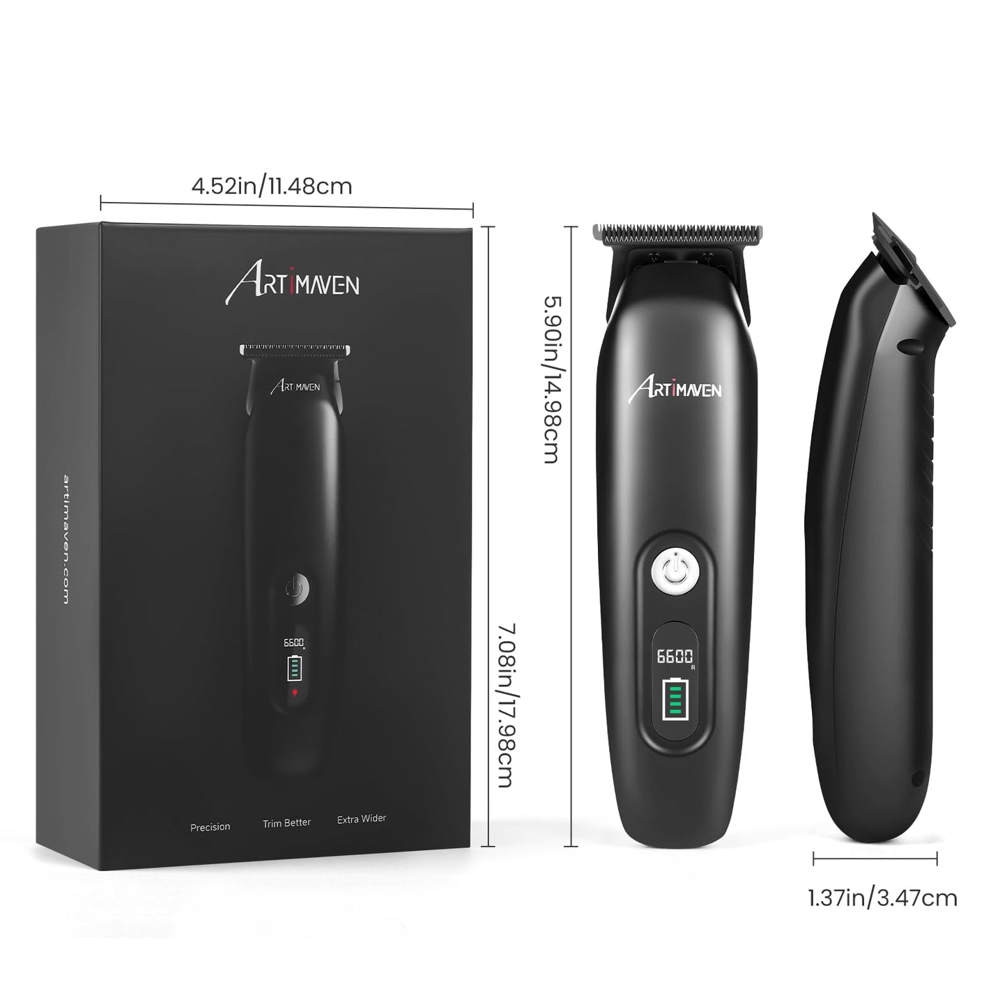 Artimaven Beard Trimmer for Men, USB-C Cordless Beard Trimmer with DLC Precision Blade, 150-Min Runtime, Compact Lightweight Travel Trimmer for Beard, Detail & Body Grooming with Toiletry Bag